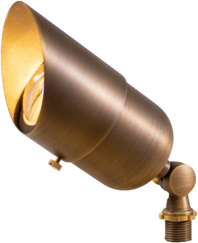 12V LogiSpot Brass Outdoor Spotlight (Bronze) with 5W 2700K Warm White 400 Lumen MR16 LED Bulb for Low Voltage Landscape Lighting of Yard, Lawn, Garden, Patio, Trees & House