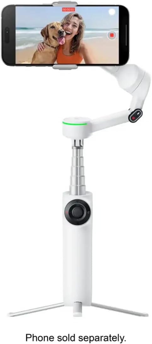 Insta360 Flow 2 Pro 3-Axis AI-Powered Smartphone Gimbal Stabilizer Tracker Bundle, Summit White