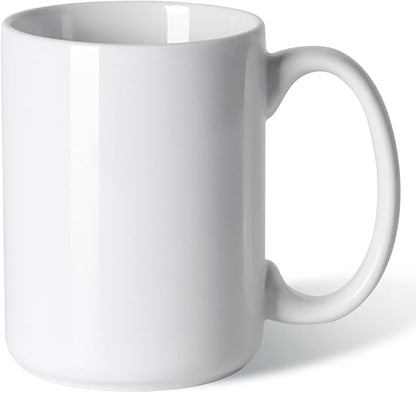 16 OZ Coffee Mug, Classic Blank Ceramic Cup with Large Handle for Tea Latte Cappuccino, White