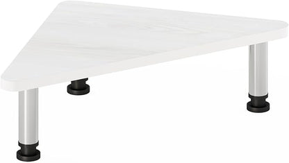 Furinno Turn-N-Tube Corner Monitor Riser Stand, White Oak, Stainless Steel Tubes