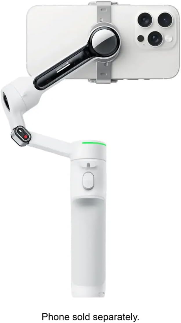 Insta360 Flow 2 Pro 3-Axis AI-Powered Smartphone Gimbal Stabilizer Tracker Bundle, Summit White