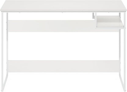 Furinno Moretti Desk, 45" Wide Metal Frame Gaming Desk with Open Shelf, Computer Desk, Writing Desk, Office Desk for Home Office, Study Room, Dorm, Bedroom, Solid White