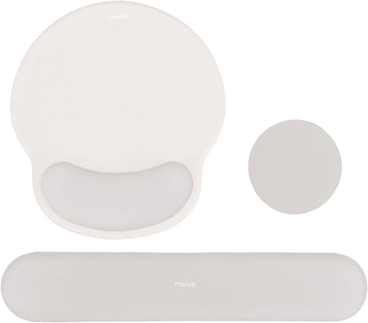 MOSISO Wrist Rest Support for Mouse Pad&Keyboard Set, Stone Gray | Circle Curved Ergonomic Mousepad Non-Slip Base Home/Office Pain Relief&Easy Typing Pad with Soft Cloth&Silicone Lining