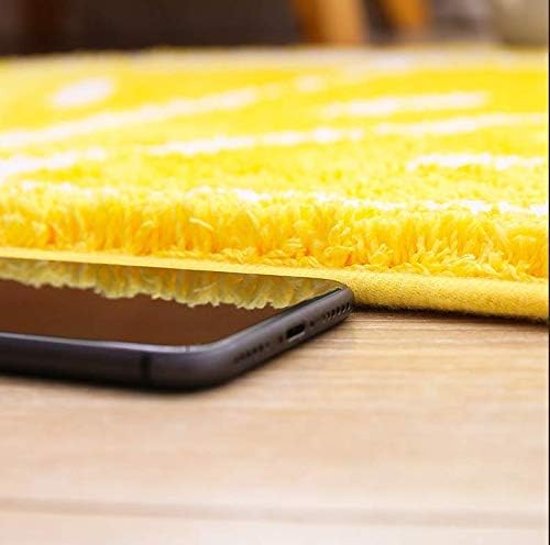 Playtime Cozy Lemon Cute Fruits Half Round Shaped Bedroom Bathroom Doorway Kitchen Floor Rug Carpet Water Absorption Non-Slip mat for Kid's Room (Yellow, 45 * 65CM)