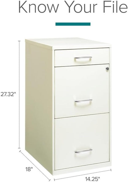 Scranton & Co Set of 2 18" D 3-Drawer Metal Filing Cabinet with Pencil Drawer