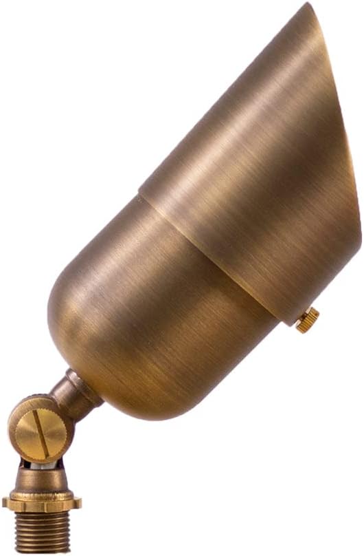 12V LogiSpot Brass Outdoor Spotlight (Bronze) with 5W 2700K Warm White 400 Lumen MR16 LED Bulb for Low Voltage Landscape Lighting of Yard, Lawn, Garden, Patio, Trees & House