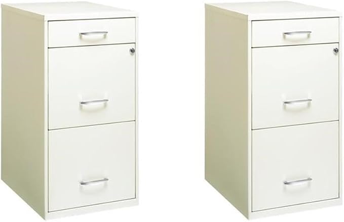 Scranton & Co Set of 2 18" D 3-Drawer Metal Filing Cabinet with Pencil Drawer