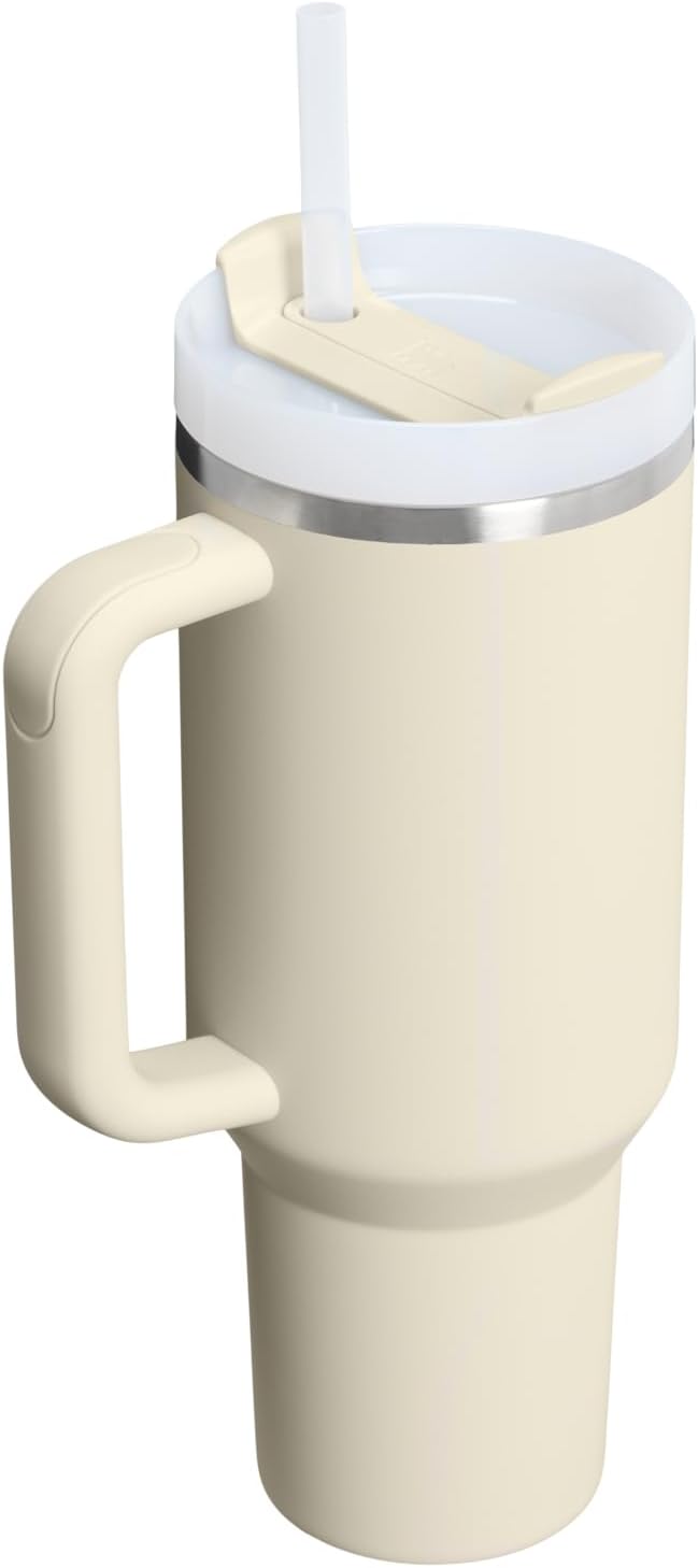 STANLEY Quencher H2.0 Flow State Tumbler, 40 oz, Toasted Almond | Handle and Straw | 3-Position Lid | Cup Holder Compatible for Travel | Insulated Stainless Steel Cup | BPA-Free