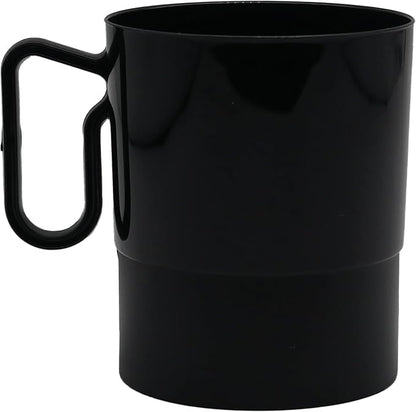 Party Essentials 8-Ounce Hard Plastic Coffee Cup/Tea Mug with Handle, 20-Count, Bistro Black (Pack of 6)