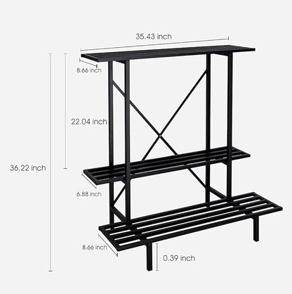 Zhongma 3 Tier Plant Stand Space-Saving Heavy Duty Plant Holder for Balcony, Home, Garden ,Metal Sturdy Plant Stand for Indoor and Outdoor