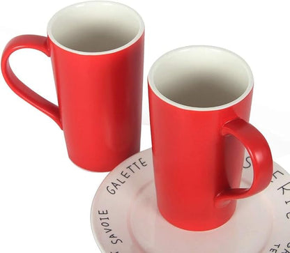 20 Ounces Extra Large Coffee Mug, M007 Tall Big Ceramic Latte Milk Tea Cup with Handle for Dad Men Women, Christmas Red