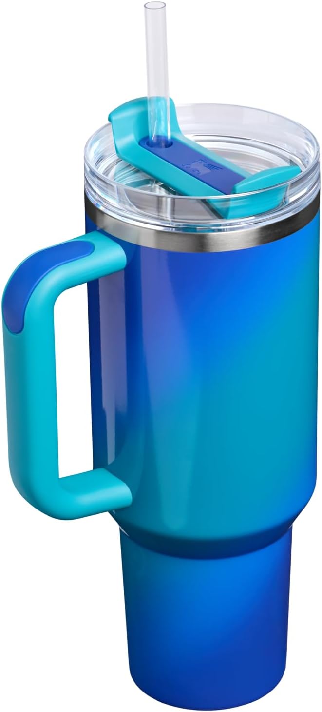 STANLEY Quencher H2.0 Flow State Tumbler, 40 oz, Sea Glass Aura | Handle and Straw | 3-Position Lid | Cup Holder Compatible for Travel | Insulated Stainless Steel Cup | BPA-Free