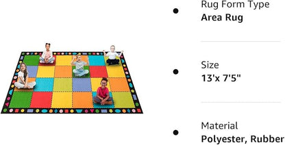Booooom Jackson Classroom Rug, Large ClassroomSeating Rug 7'5"x13'Classroom Carpet with Non-Slip Backing, Elementary Classroom Area Rug Preschool Rug