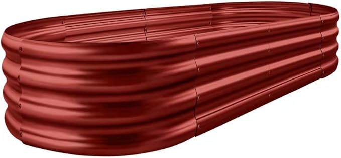 Land Guard Galvanized Raised Garden Bed Kit, Planter Boxes Outdoor, Oval Large Metal Beds for Vegetables(Brown)……