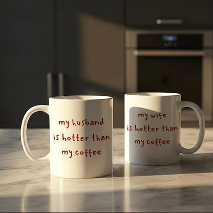 Funny Husband & Wife Coffee Mugs Set 11oz, Couple Gifts for Husband & Wife | Novelty Wedding Anniversary Mug Gift for Couple Him Her, Mr & Mrs Gifts