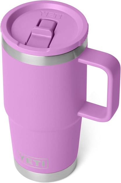 YETI Rambler 20 oz Travel Mug with Flip Straw Lid – Stainless Steel, Vacuum Insulated, Leakproof, Cup Holder Friendly, Desert Bloom