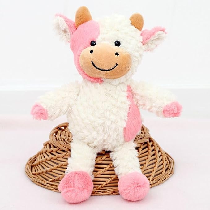 YUKOUQIAN Cow Stuffed Animal Cow Plush Doll Toy 11.8 inch for Girls Boys (Stand Cow Pink)