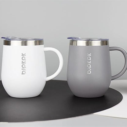 BJPKPK 2PCS Insulated Coffee Mug with Lid, 12oz Stainless Steel Tumbler | Travel Coffee Mug with Handle, Vacuum Insulated Tumbler Cup for Camping, Office, Home, BPA Free Lid, Hot & Cold