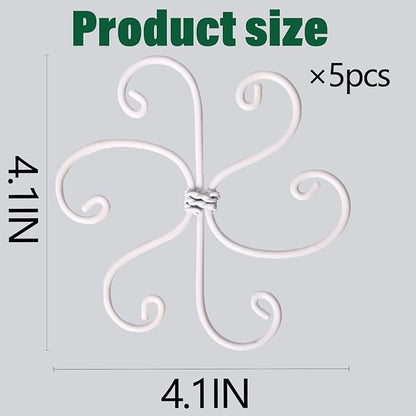 5PCS Monstera Plant Support Hook White 4.1 * 4.1 Inch – Set of 5 Durable Metal Stem Stabilizer Clips & Soft Grip Leaf Holders for Healthy Growth of Monstera & Fishbone Cactus