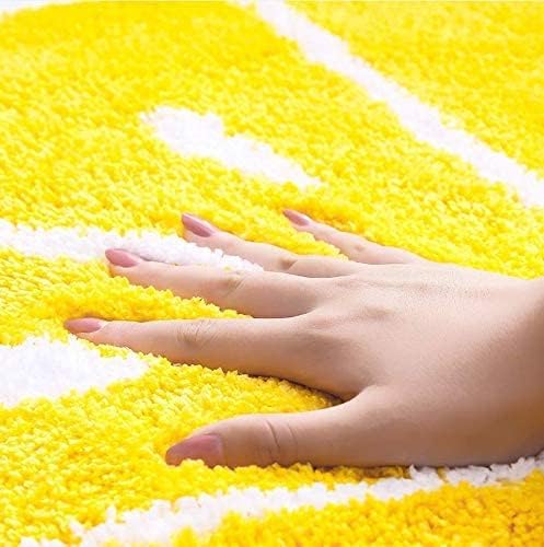 Playtime Cozy Lemon Cute Fruits Half Round Shaped Bedroom Bathroom Doorway Kitchen Floor Rug Carpet Water Absorption Non-Slip mat for Kid's Room (Yellow, 45 * 65CM)