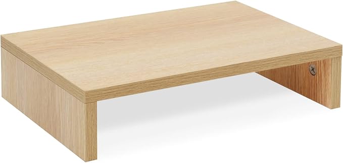 TEAMIX 14.2 inch Monitor Stand Riser, Wood Monitor Riser with Storage for Desk Small Monitor Stand TV/Screen/PC/Laptop Riser Computer Stand Desktop Shelf (Maple-14.2 inch)