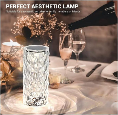 BGFHome Crystal Table Lamp RGB Color Changing Night Light ，Romantic LED Rose Diamond Touch Lamps for Living Room (Remote & Touch