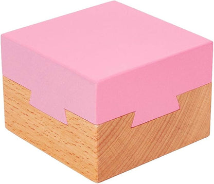 DC-BEAUTIFUL Wooden Magic Box Brain Teaser Box, Pink Secret Gift Box Impossible Puzzle Box for Birthday Valentines