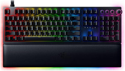Razer Huntsman V2 Gaming Keyboard, Analog Optical Switches, Black | Adjustable Actuation, Rapid Trigger Mode, Dedicated Media Keys & Dial, Chroma RGB Lighting, Magnetic Plush Wrist Rest