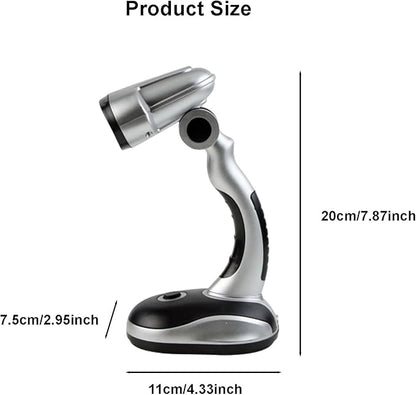 Led Desk Lamp, 12 LED Portable Desk Lamp Powered Battery Table Light, Computer Bedside Table Camping Light, Bright Battery Operated Desk Lamp Work Reading Light (Black Silver)