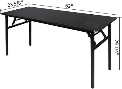 Need Home Office Desk - 62 Inches Large Computer Desk Sturdy Black Table Foldable Desk Gaming Computer Table No Assembly Required AC5CB 62inch | Black Frame Writing Gaming Work Table/Foldable Home Office Desk/Sewing Table, No Assembly Required