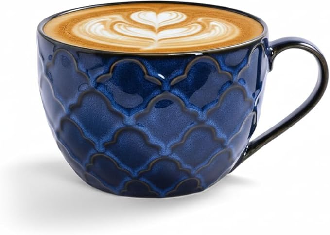 24 oz Large Coffee Mug, Ceramic Coffee Mugs with Handles, Soup Bowl, Blue | Big Coffee Mug for Hot Chocolate, Cappuccino, Soup, Oatmeal, Ramen, Microwave & Dishwasher Safe, Coffee Cups Large Soup Bowl