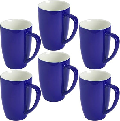 homEdge Porcelain Mug Set, 16 Ounces Cup for Tea, Latte, Mocha, Hot Chocolate, Set of 6, Navy