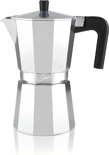 9 Cup Stovetop Espresso Maker Italian Moka Pot, Stove Top Cuban Coffee Maker, Greca Mocha Pot(Basic, 15 oz/450ml)