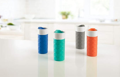 Ello Ogden Ceramic Travel Mug with Splash-Resistant Slider Lid and Protective Silicone Boot, Perfect for Coffee or Tea, BPA Free, Dishwasher Safe, Gray, 16 oz, 758-0438-040 | Splash-resistant ceramic travel mug with slider lid and protective silicone s...