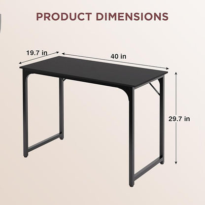 PayLessHere | 39 Inch Computer Desk | Black | Sturdy Office Desk | Metal Frame, Adjustable Feet | Water-Resistant, Scratchproof Surface | Writing Table for Home Office or Study | Pack of 1