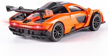 Fast & Furious 1:32 McLaren Senna Diecast Cars,Toy Cars with Light Sound and Pull Back,Birthday Gifts for Boys and Boyfriends(Orange)