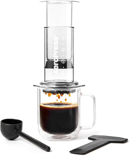 AeroPress Clear Coffee Press, French Press, Pour-Over & Espresso Style | All-in-One Manual Coffee Maker, 2-Minute Brew, Less Bitterness, More Flavor, Portable, Travel & Camping