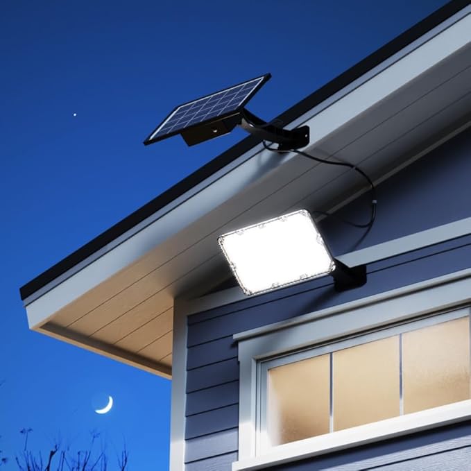 JACKYLED Solar Lights Outdoor 299 LED 1000 Lumens Bright Solar Wall Spotlight with 4000mAh Battery IP65 Waterproof Dusk to Dawn Auto Lighting for Front Door Balcony Shop Barn Garage (Black, 2-Pack)