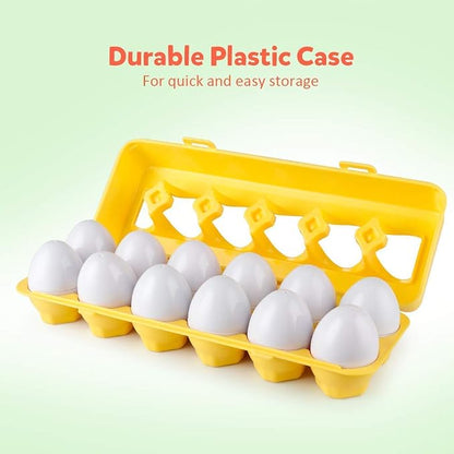 Coogam Matching Eggs 12 pcs Set Color & Shape Recoginition Sorter Puzzle for Toddlers Easter Travel Game Early Learning Educational Fine Motor Skill Montessori Gift for Year Old Kids
