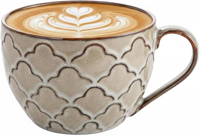 24 oz Coffee Mug, Ceramic Extra Large Coffee Mugs with Handles, Grey | Large Soup Mugs for Cappuccino, Ramen, Oatmeal, Soup Mugs with Handles, Dishwasher and Microwave Safe, Housewarming Gift