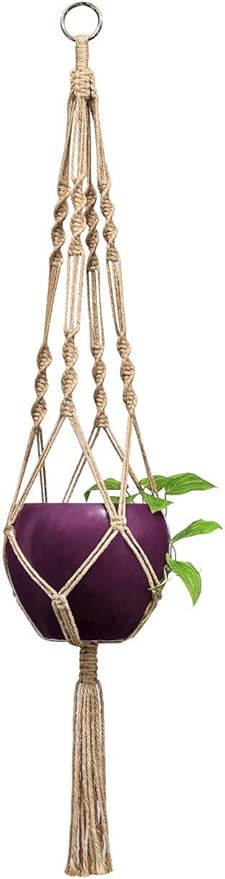 Mkono 2 Pack Macrame Plant Hangers Indoor Hanging Planter Basket Decorative Flower Pot Holder Jute Rope for Indoor Outdoor Home Decor 4 Legs 40 Inch, Brown