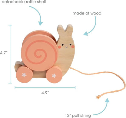 Pearhead Montessori Snail Pull Toy, Pull Along Wooden Toy, Early Development Push and Pull String Toy, Motor Skill Toy for Toddlers Ages 1+ Year