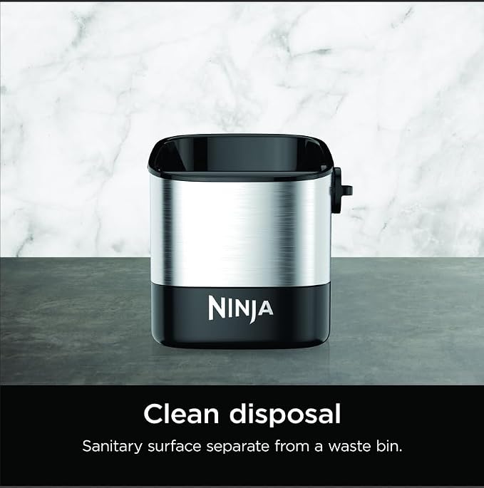 Ninja Luxe Café Knock Box, Holds 10 Double Shot Pucks, XSKKNOCKBOX | Accessories for Espresso Machine, Easy & Mess-Free Puck Disposal, Coffee & Espresso Grounds, Non-slip Base, Removable Bar