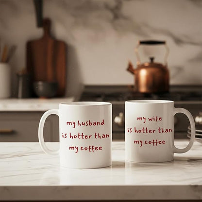 Funny Husband & Wife Coffee Mugs Set 11oz, Couple Gifts for Husband & Wife | Novelty Wedding Anniversary Mug Gift for Couple Him Her, Mr & Mrs Gifts