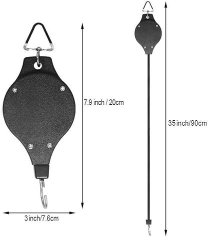 Pack Plant Hook Pulley, Retractable Plant Hanger Easy Reach Hanging Flower Basket for Garden Baskets Pots and Birds Feeder Hang High up and Pull Down to Water Or Feed (White 6Pack)