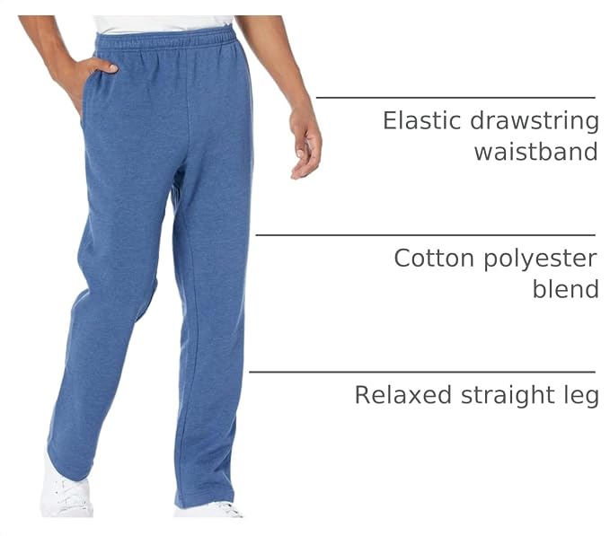 Amazon Essentials Men's Relaxed Straight Leg Fleece Open Bottom Sweatpant (Available in Big & Tall)