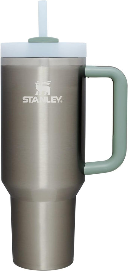 STANLEY Quencher H2.0 Flow State Tumbler, 40 oz, Stainless Steel Shale | Handle and Straw | 3-Position Lid | Cup Holder Compatible for Travel | Insulated Stainless Steel Cup | BPA-Free