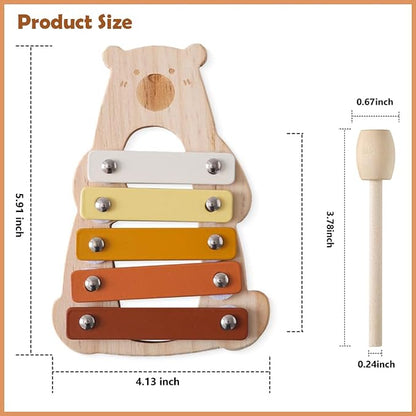 Lovely Xylophone for Toddlers, Early Childhood Development Musical Instruments for Toddlers, Wooden Xylophone for Kids,Musical Instruments Toys for Preschool Percussion Learning (Bear)