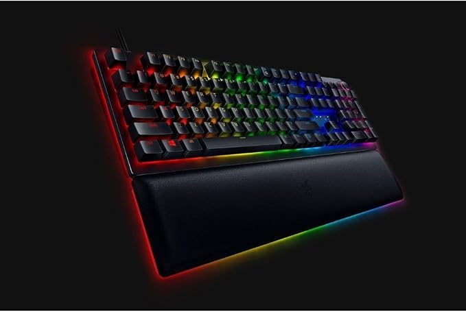 Razer Huntsman V2 Gaming Keyboard, Analog Optical Switches, Black | Adjustable Actuation, Rapid Trigger Mode, Dedicated Media Keys & Dial, Chroma RGB Lighting, Magnetic Plush Wrist Rest