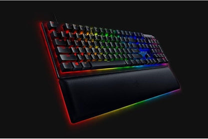 Razer Huntsman V2 Gaming Keyboard, Analog Optical Switches, Black | Adjustable Actuation, Rapid Trigger Mode, Dedicated Media Keys & Dial, Chroma RGB Lighting, Magnetic Plush Wrist Rest